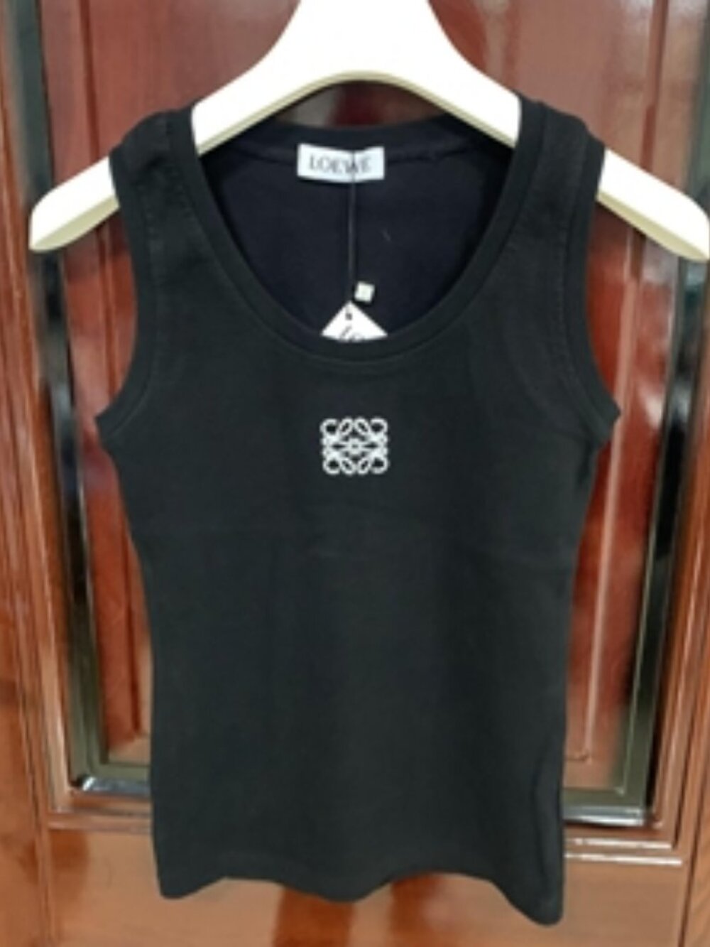 Loewe Black Tank Top with White Embroidered Logo